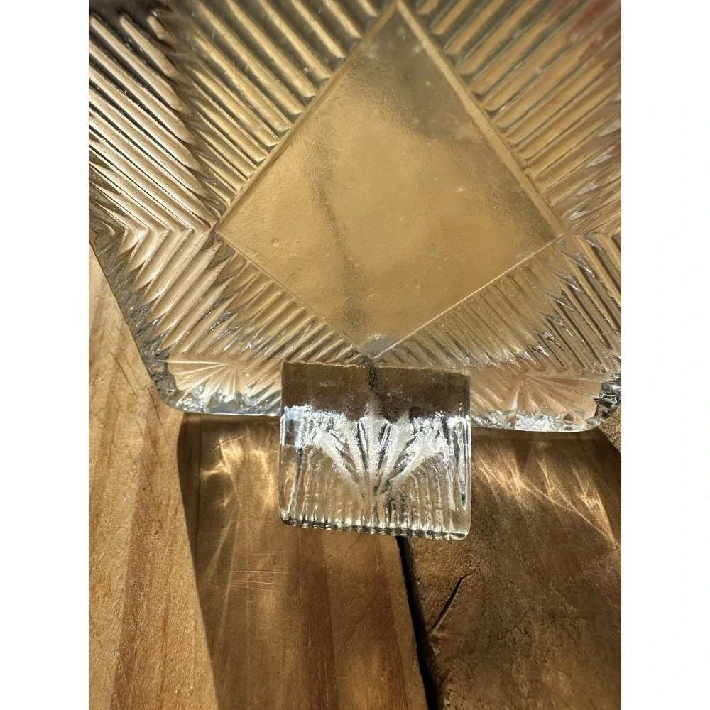 Vintage‎ Heavy Square Carved Glass Picture Frame